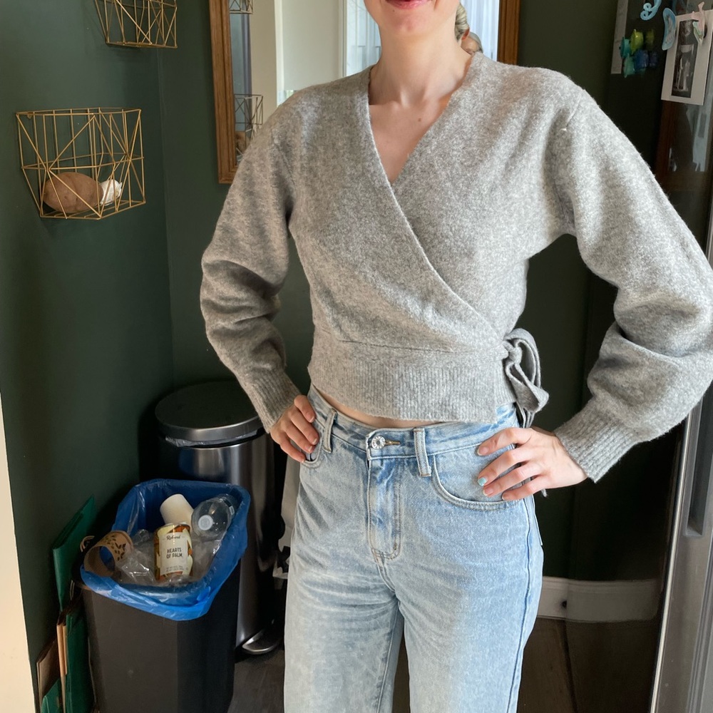 & Other Stories Grey Wrap Sweater